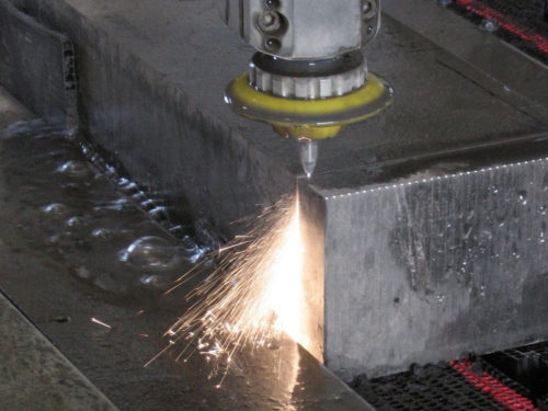 Waterjet cutting titanium.